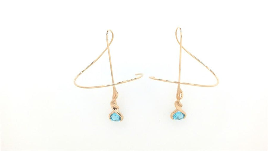 Yellow 14 Karat 43.40X29.40mm Geometric Wire Earrings Estate Jewelry W