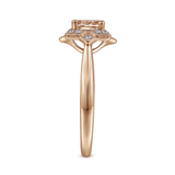 Gabriel & Co. Fashion 14K Rose Gold Floral Diamond Halo Round Morganite Ring