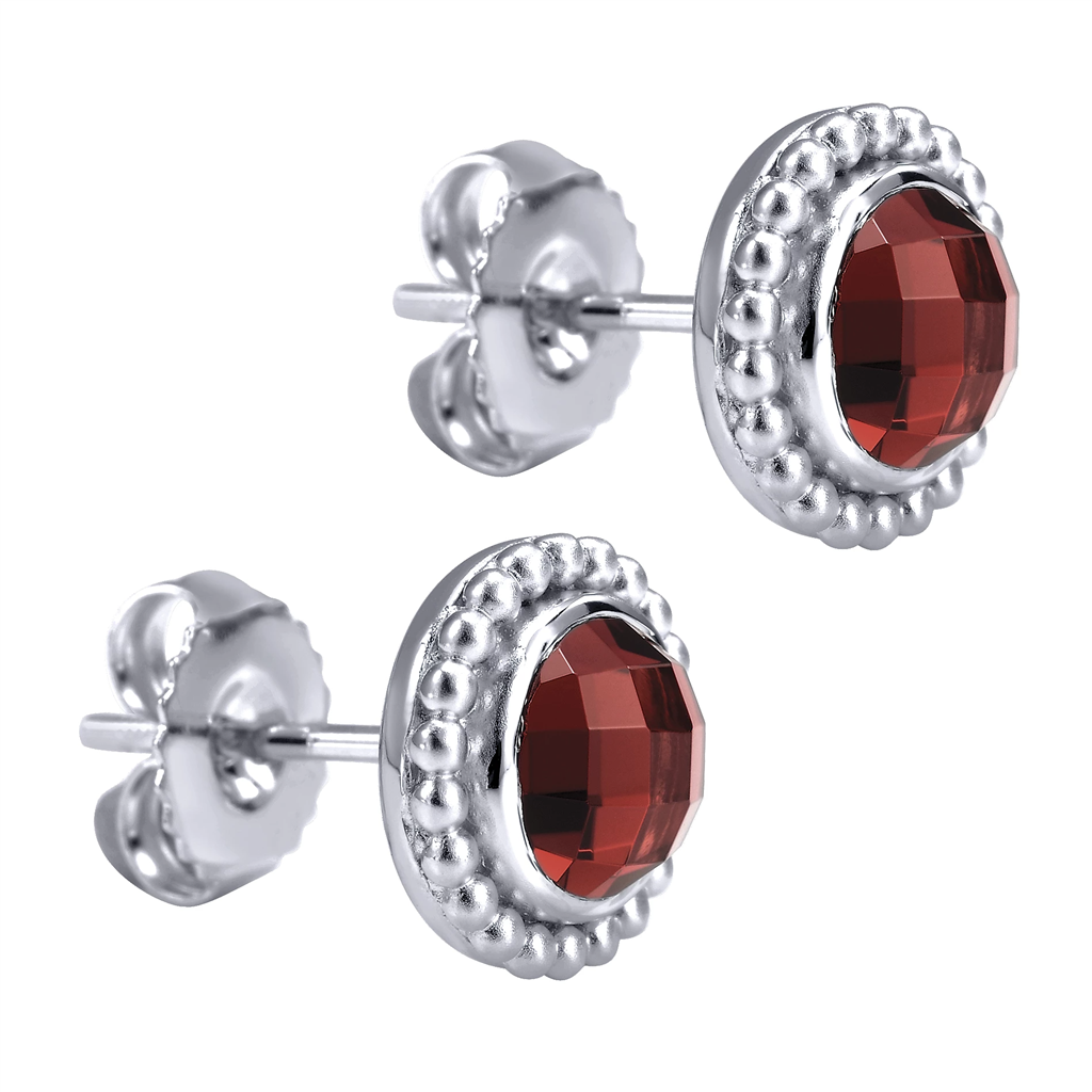 Gabriel & Co. Fashion 925 Sterling Silver Garnet Stud Earrings