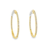 Lady's Yellow 14 Karat Inside Out Hoops Earrings With 66=0.25Tw Round