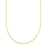 Yellow 14 Karat 2.65MM Figaro Chain 
Length 22 
Gram Weight: 2.18