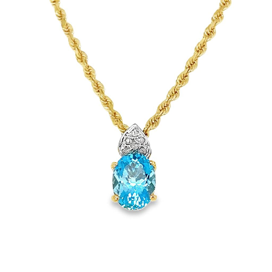 Two-tone 14 Karat Blue Topaz Necklace