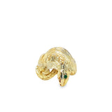 14 Karat Yellow  Cobra Ring With Emerald Accent Estate Jewelry Size 6