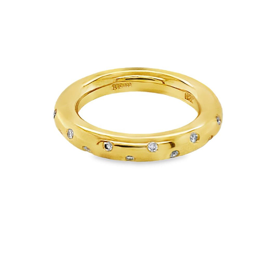 Yellow 22 Karat 3.75mm Polished Comfort Fit Diamond Band Estate Jewelr