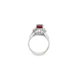 Platinum Ruby & Diamond Fashion Halo Ring Estate Jewelry Size 5.75 Wit