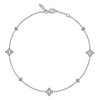 Gabriel & Co. Fashion 925 Sterling Silver White Sapphire Ankle Bracelet with Clover Stations