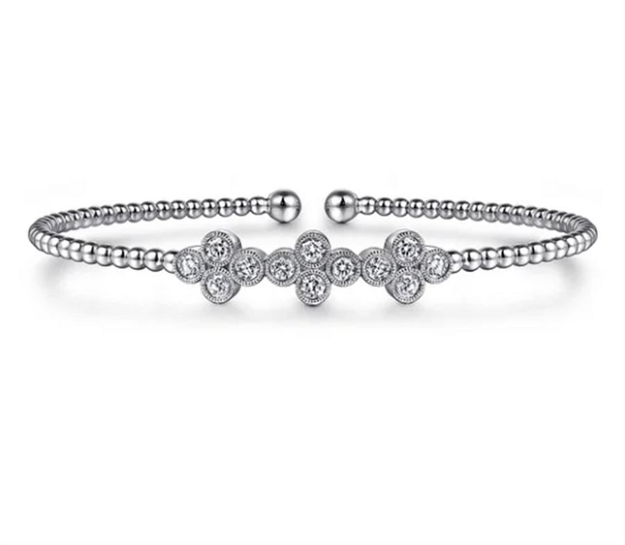 Gabriel & Co Lady's Quatrefoil Diamond Bujukan Bangle Bracelet