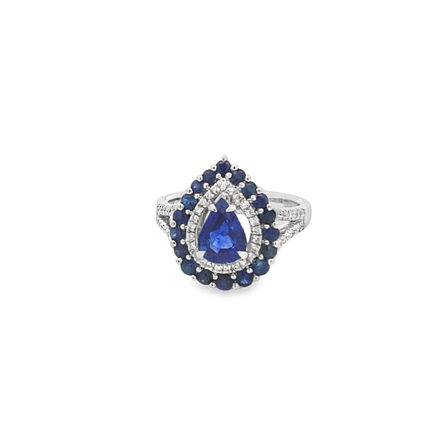 Blue Sapphire 18 Karat White Fashion Ring