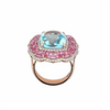 Estate Blue Topaz, Pink Sapphire & Diamond Ring