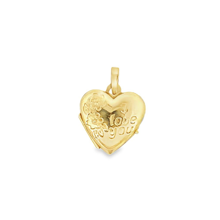 Yellow 14 Karat I Love You Locket Estate Jewelry Gram Weight: 1.2