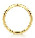 Lady's Yellow 14 Karat Curved Flush Set 7 Stone Wedding/Anniversary Ri