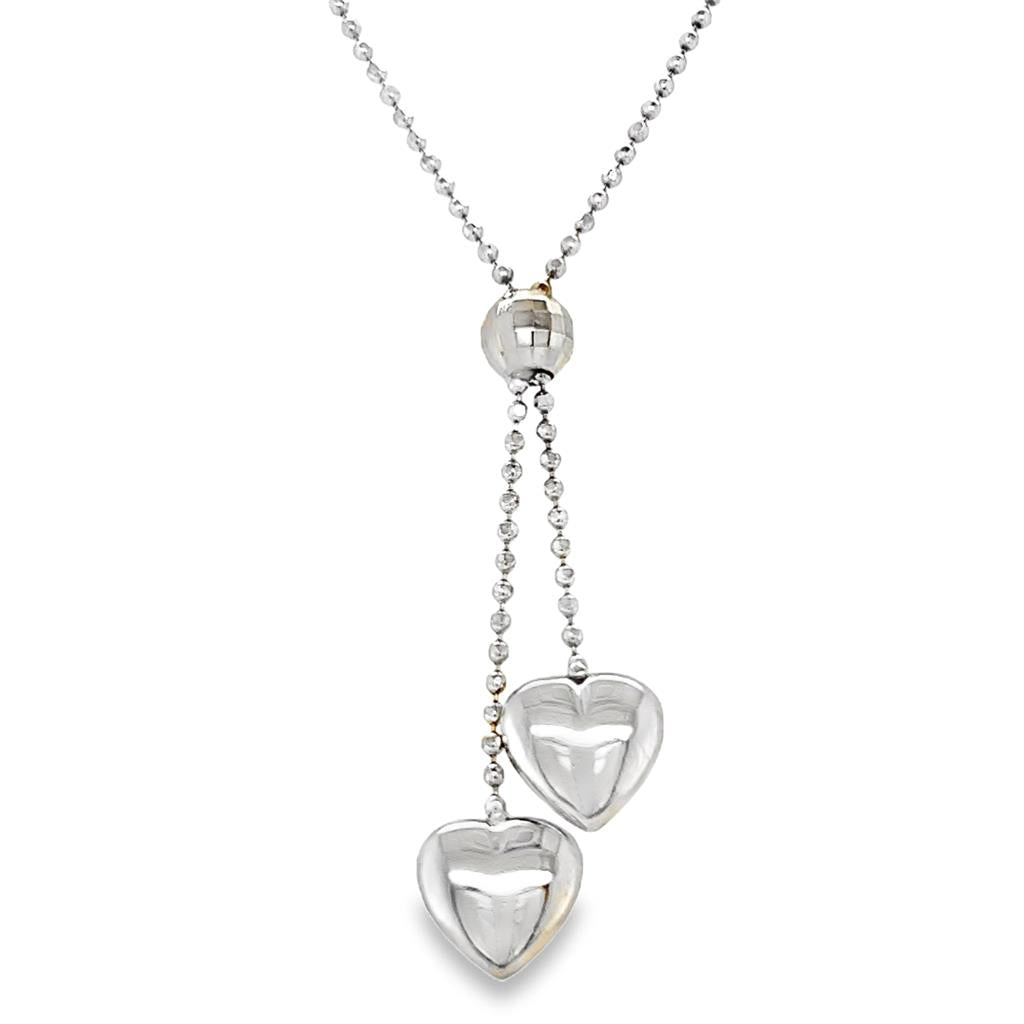 Estate Diamond Cut Heart Lariat Necklace