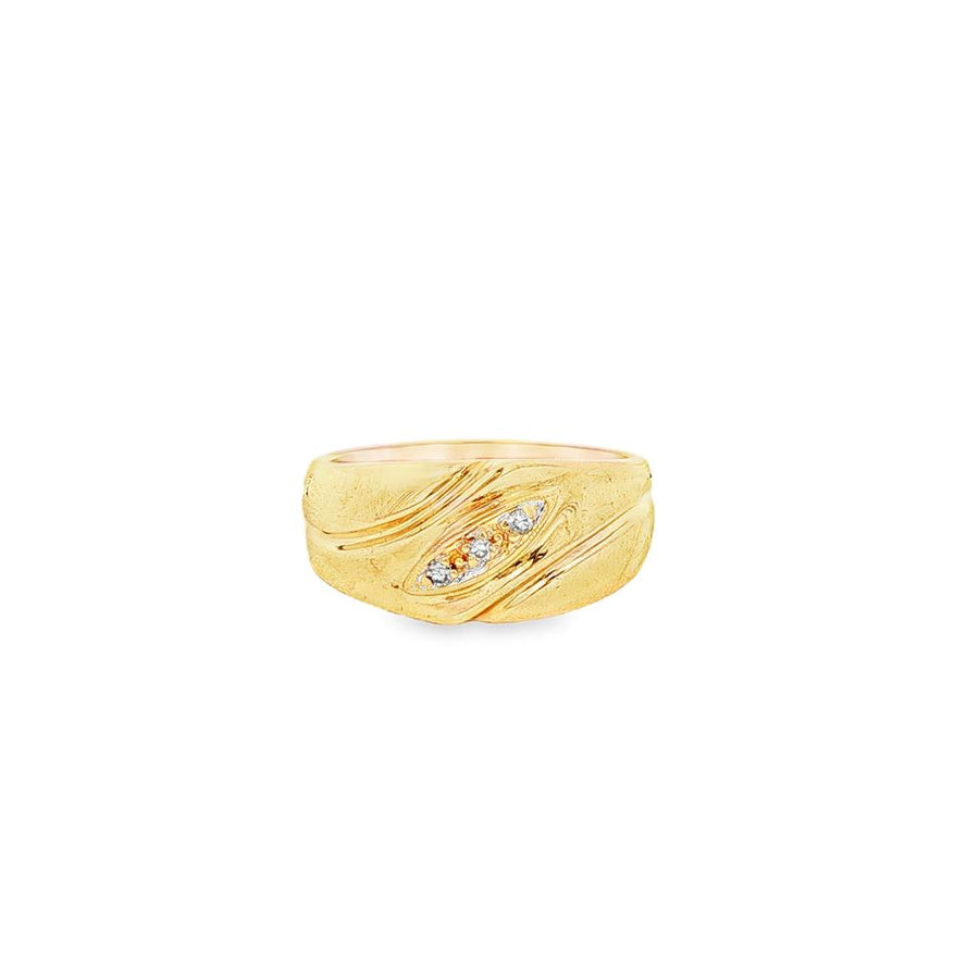 Yellow 14 Karat Diagonal Set Single Cut Diamond Band Estate Jewelry Si