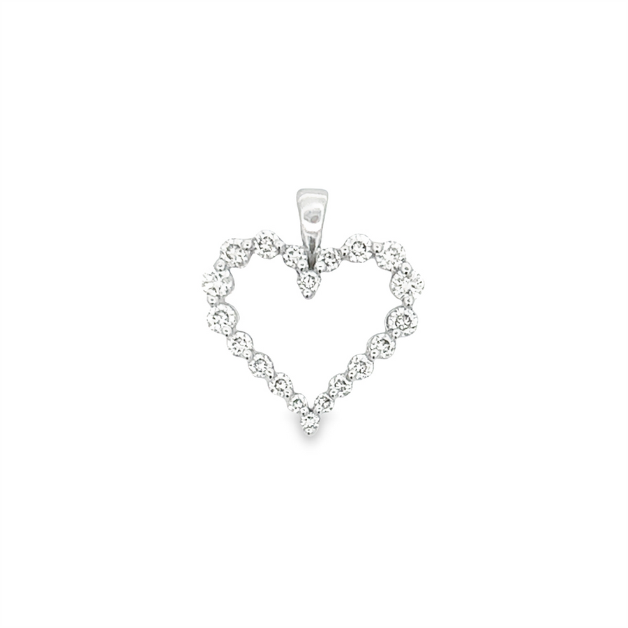 Estate Open Heart Diamond Pendant