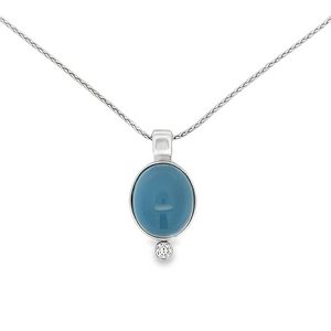 Estate Oval Cabochon Aquamarine Necklace