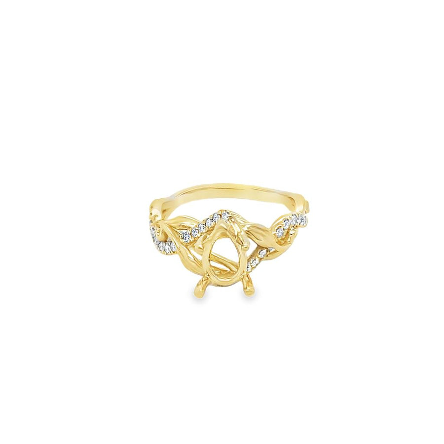 Lady's Yellow 14 Karat Floral Nouveau Ring Size 6.5 With 30 = 0.19TW R