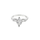 14 Karat White Gold Marquise Diamond Engaagement Ring Estate Jewelry S