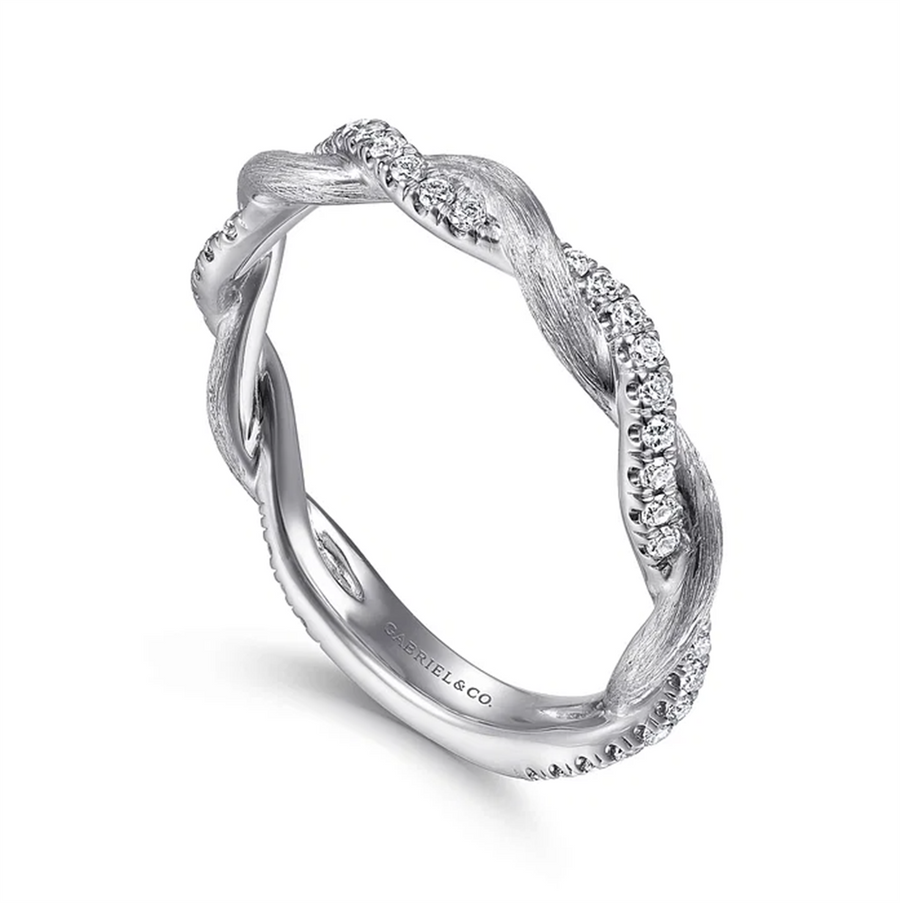 Lady's White 14K Satin Twist Wedding/Anniversary Ring With 39 0.20TW R