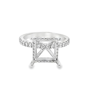 Nelson Lady's White 18 Karat Diamond Hidden Halo Ring Mounting