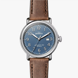 The Runwell Watch with Blue Face and British Tan Leather Strap