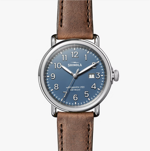 The Runwell Watch with Blue Face and British Tan Leather Strap