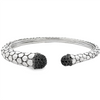 White Sterling Silver John Hardy Black Sapphire Dot Bangle Estate Jewe