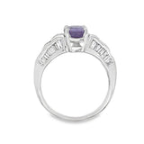 Oval Lavender Spinel and Baguette Diamond Ring