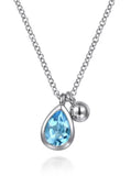 Lady's Sterling Silver Pear Bezel Bujukan Pendant Silver Necklaces Len