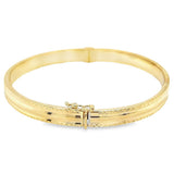 Yellow 14 Karat Polished/Diamond Cut Hinge Bangle Bracelet Length 7.5