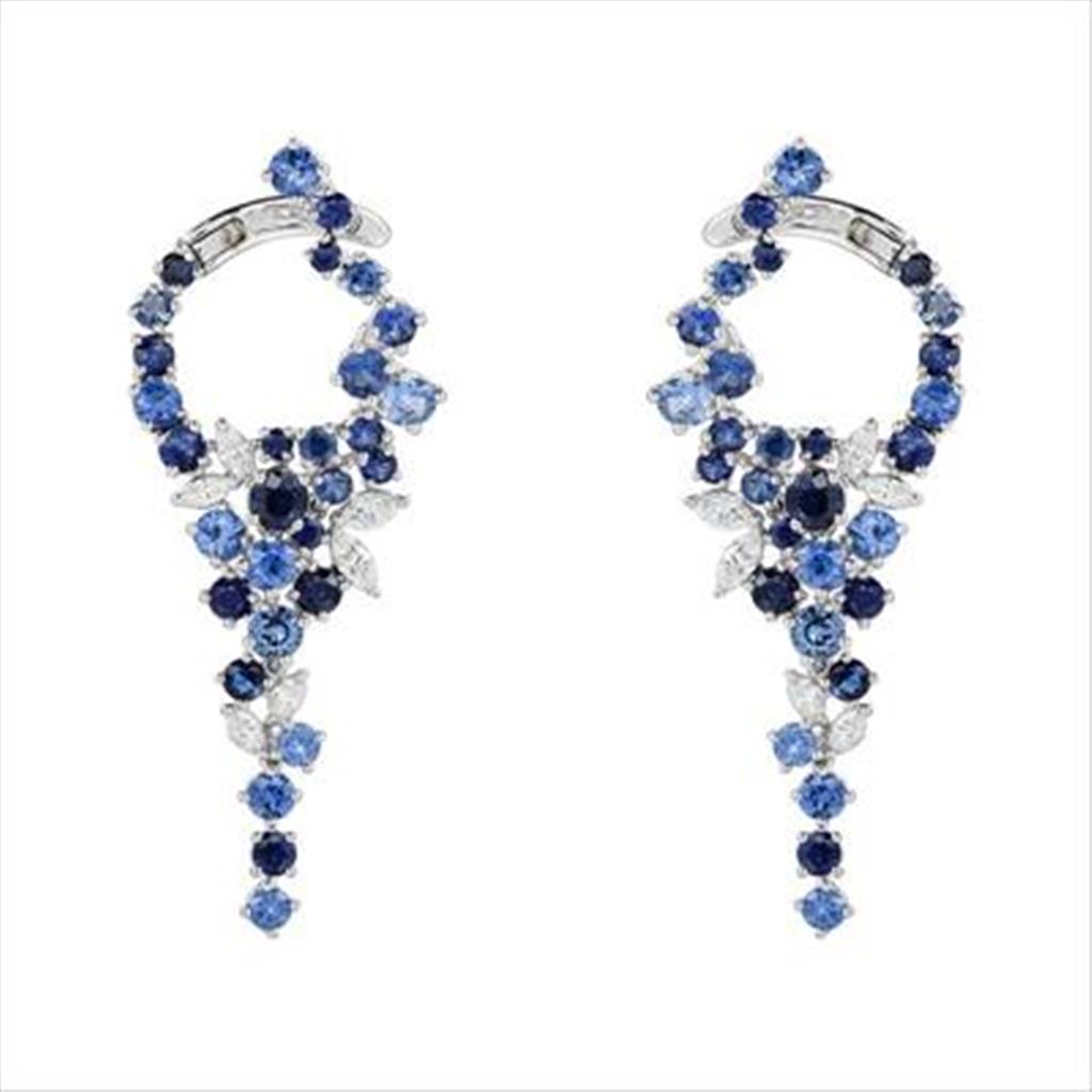 Nelson Flexible Sapphire and Diamond Cluster Dangle Earrings