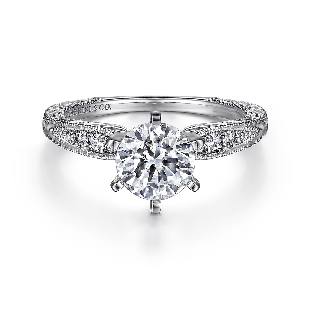 Gabriel & Co. Kate - 14 Karat White Gold Round Diamond Engagement Ring Mounting