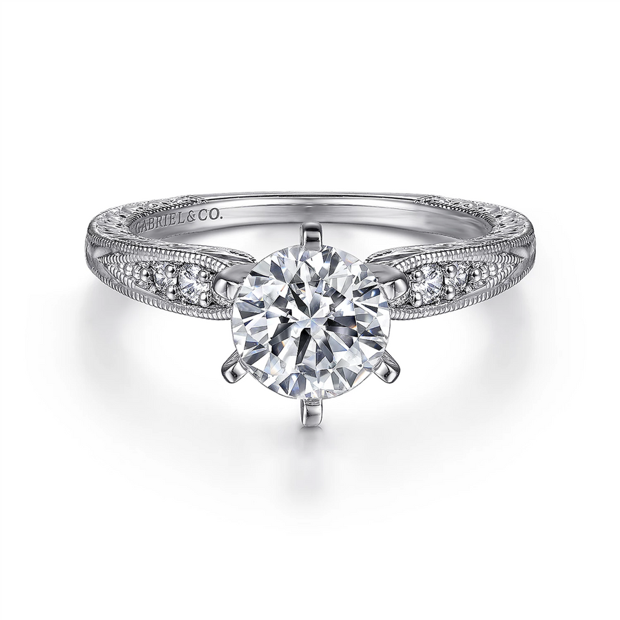 Gabriel & Co. Kate -  Victorian Engraved Diamond Engagement Ring Mounting