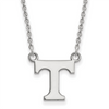 Quality Gold Sterling Silver Rhodium-plated LogoArt University of Tennessee Letter T Small Pendant 18 inch Necklace