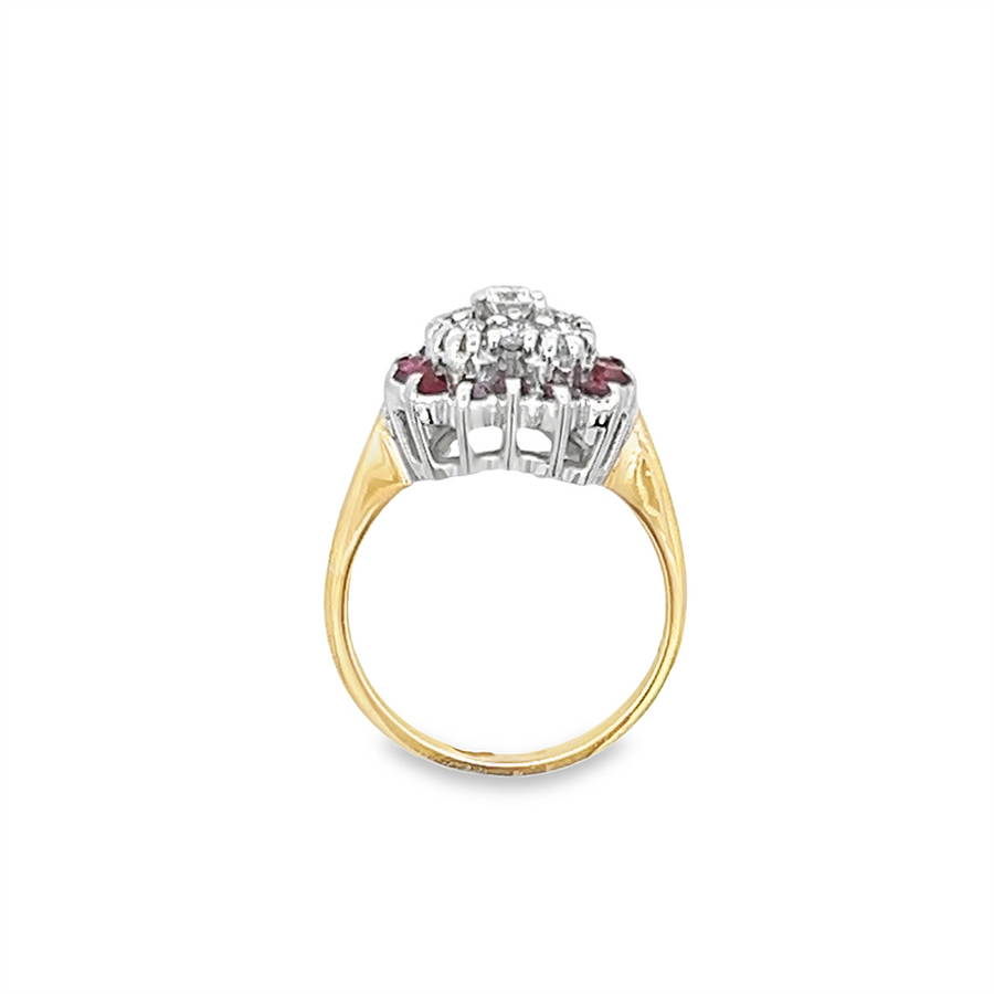 Estate Ruby and Diamond Heart Fashion Ring