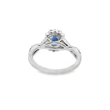 18 Karat White  Gold Simon G Blue Sapphire And Diamond Engagement Ring