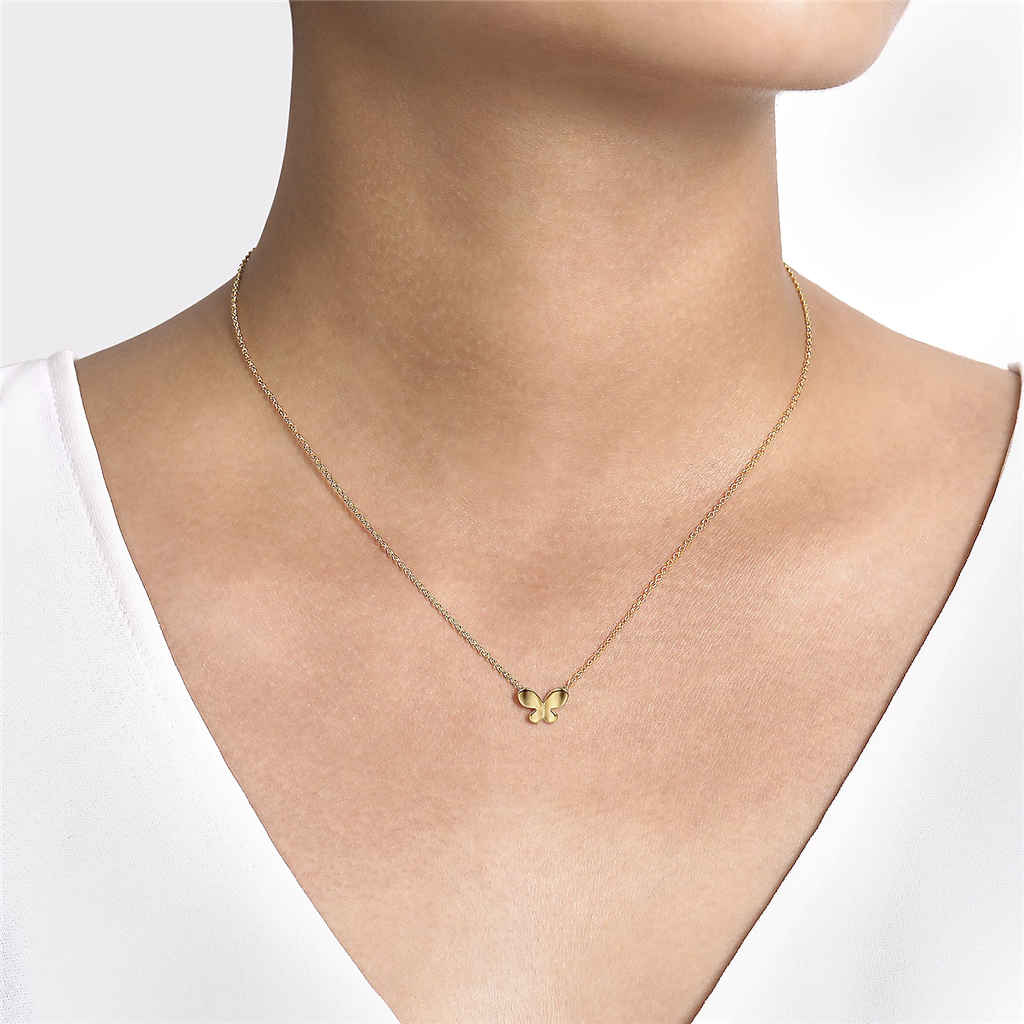 Gabriel & Co. Fashion 14K Yellow Gold Butterfly Pendant Necklace