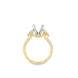 Lady's Two-Tone 14 Karat Floral Cathedral Solitaire Ring Size 6 22 = 0