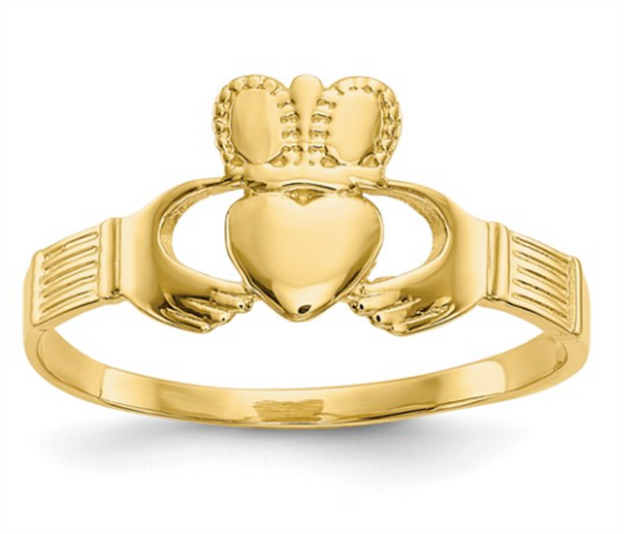 Lady's Yellow 14 Karat Claddagh Ring Fashion Ring Size 6