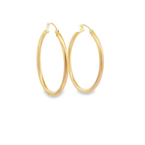 Yellow 14 Karat 2X25mm Hoop Earrings Estate Jewelry Gram Weight: 1.38