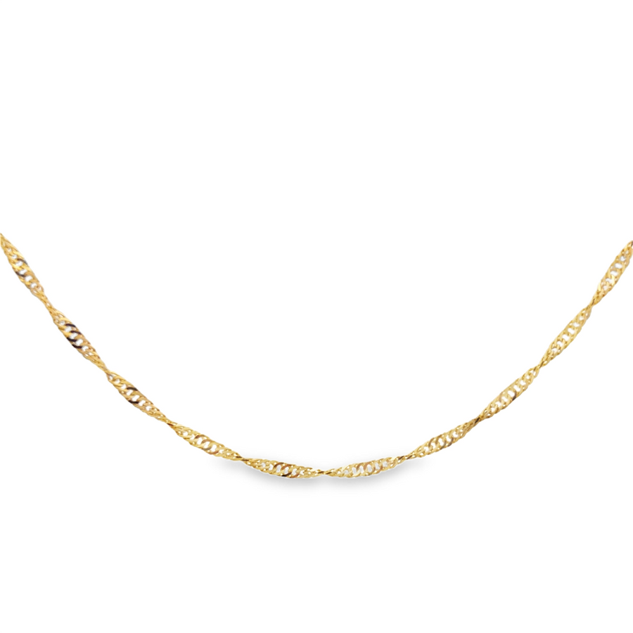 Yellow 18 Karat 2.2mm Twisted Cuban Chain