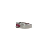 White 18 Karat Princess Cut Ruby And Diamond Band Estate Jewelry With