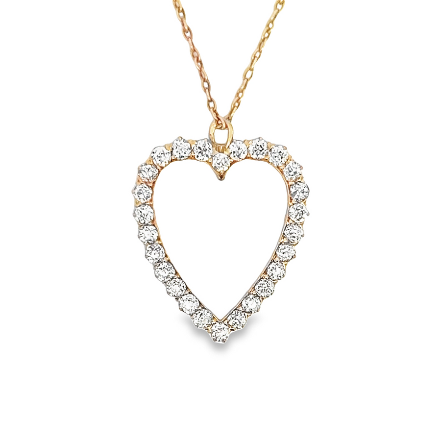 Estate European Cut Diamond Heart Necklace