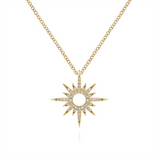Lady's Yellow 14 Karat Spike Starburst Necklace Length 17.5 With 48 =