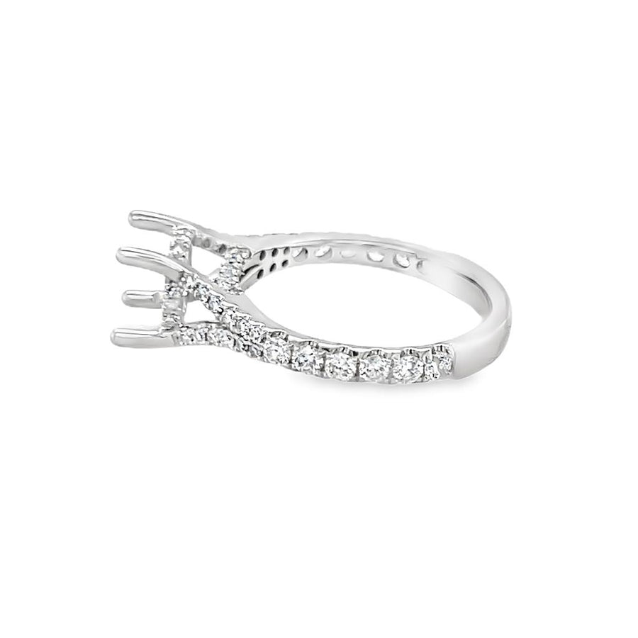 Platinum Accented Hidden Halo Split Shank Platinum Mountings Size 7 64