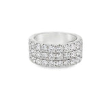 Lady's Platinum 3-Row Pave Fashion Ring Size 6.5 With 30 = 2.89Tw Roun