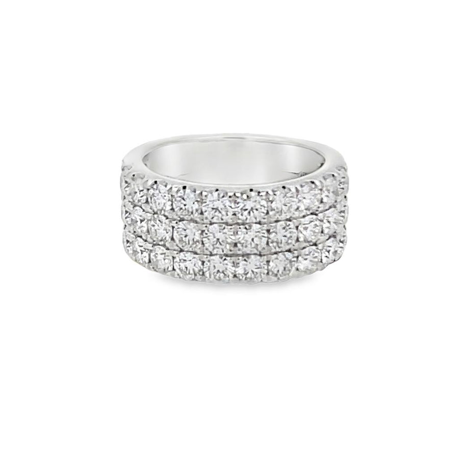 Lady's Platinum 3-Row Pave Fashion Ring Size 6.5 With 30 = 2.89Tw Roun