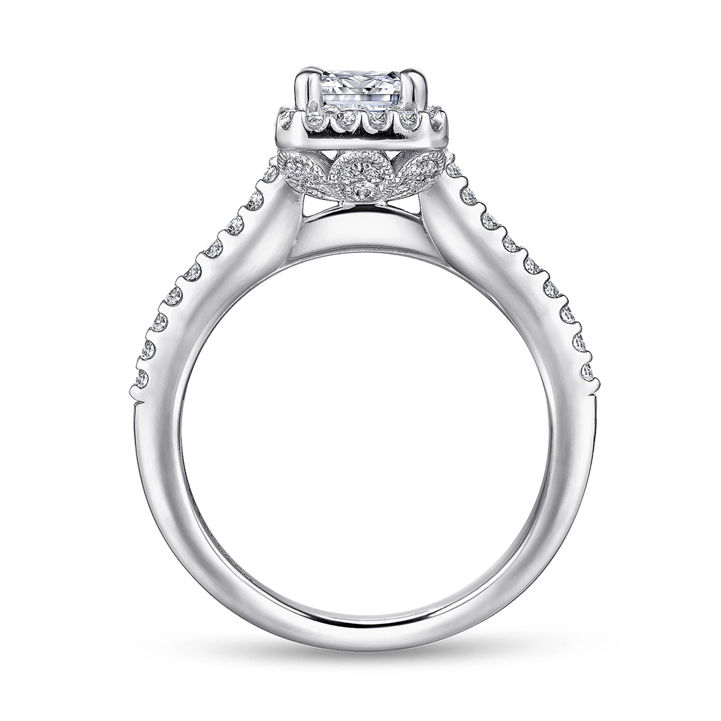 Gabriel & Co. Kelsey - 14K White Gold Emerald Halo Diamond Engagement Ring