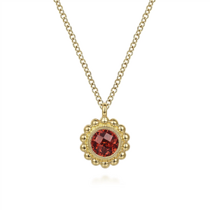 Gabriel & Co. Fashion 14K Yellow Gold Diamond and Garnet Bujukan Pendant Necklace