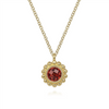 Gabriel & Co. Fashion 14K Yellow Gold Diamond and Garnet Bujukan Pendant Necklace