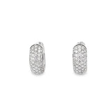 Lady's White 14 Karat Pave Huggie Hoop Earrings 88 = 1.95tw Round Diam